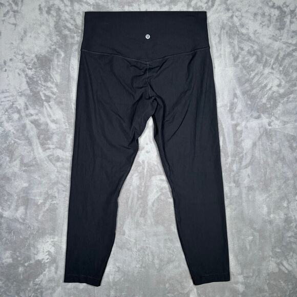 Lululemon Align Ribbed High Rise Crop Black Leggings Sz 12 - Picture 2 of 5